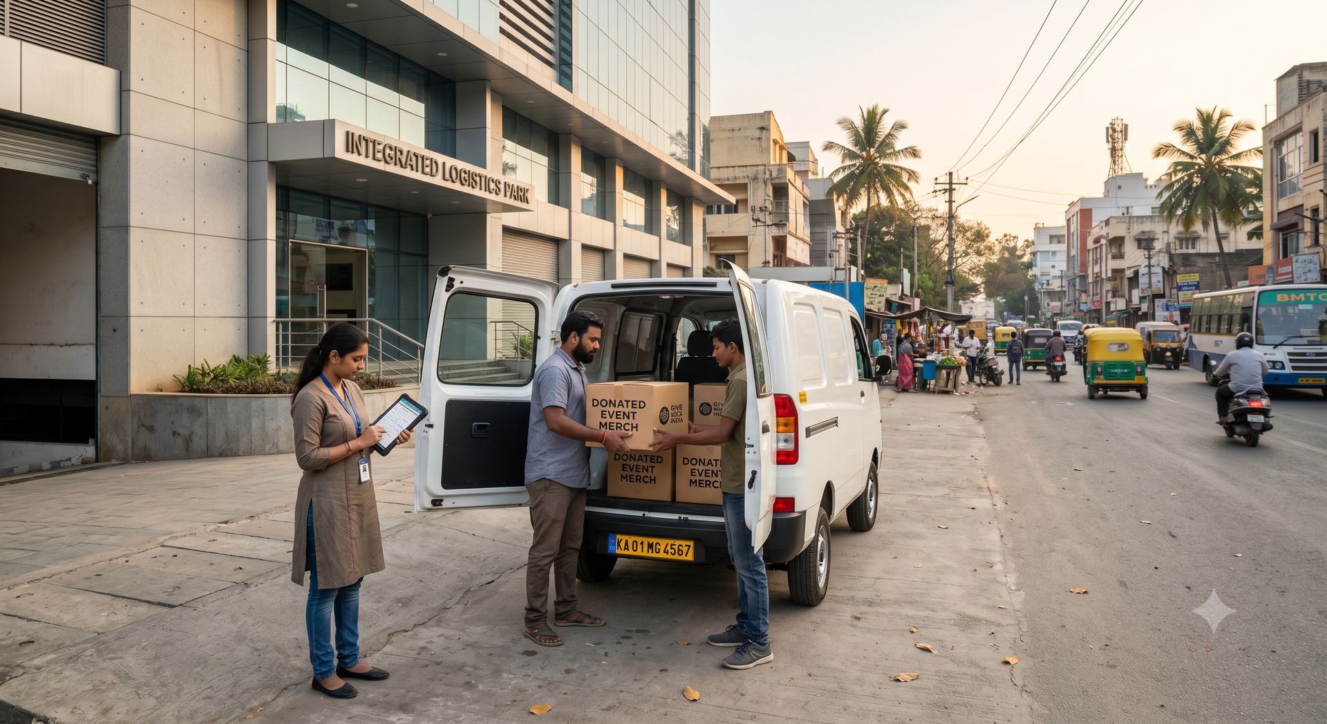 Loading donated merchandise into a van for transport